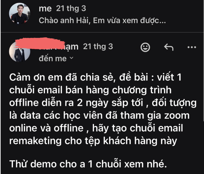 Email khách hàng giao đề bài viết chuỗi email bán hàng